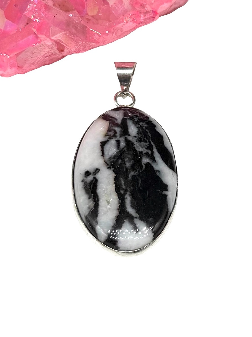 White Buffalo Turquoise Necklace Pendant 925 Sterling Silver Overlay